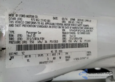 2016 Ford Focus Se из США, поврежденный, VIN 1FADP3F21GL306761